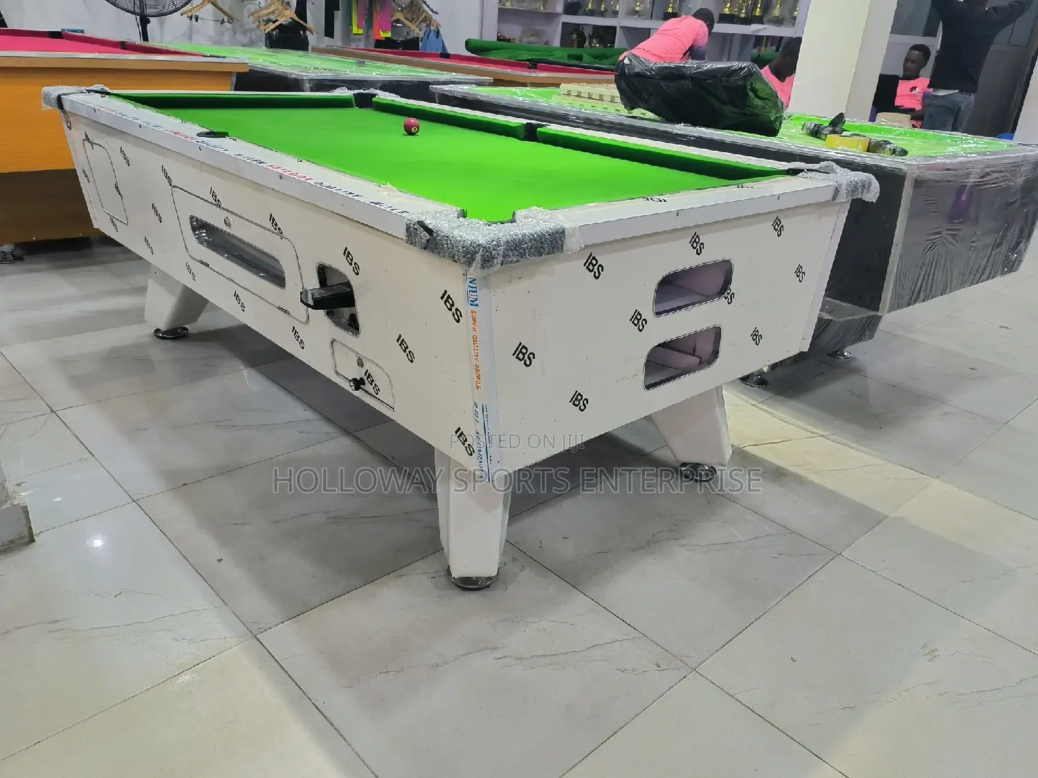 Green Marble Top And Coin Snooker Table White Gloss