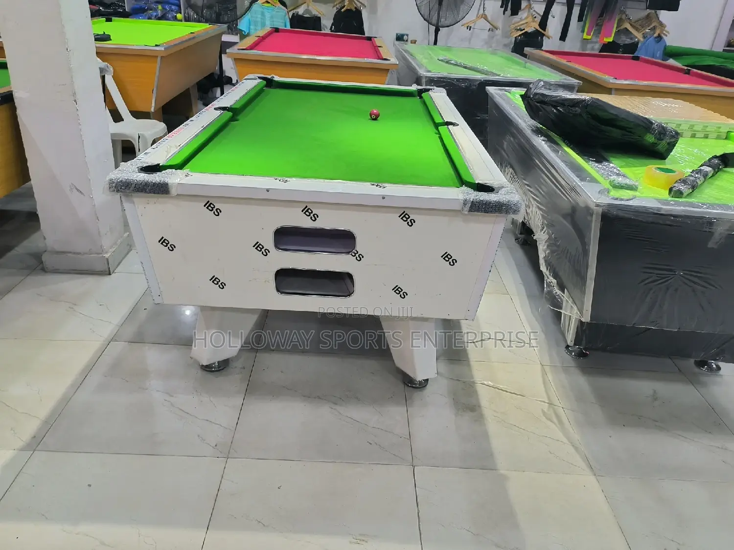 Green Marble Top And Coin Snooker Table White Gloss