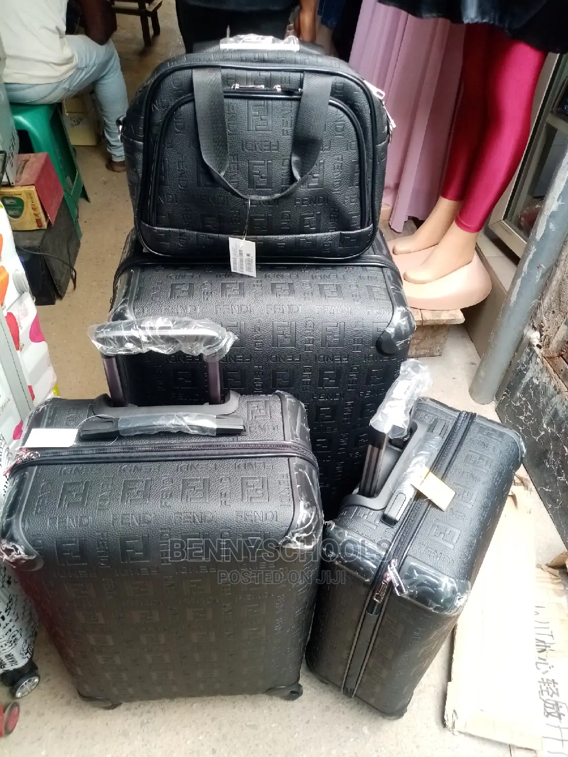 Set of 4 Leather Fendi Traveling Luggage Boxes