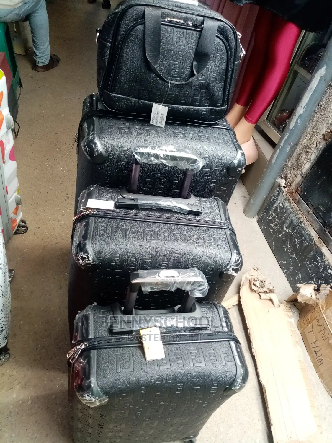 Set of 4 Leather Fendi Traveling Luggage Boxes