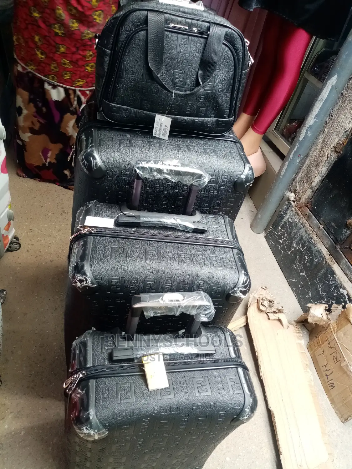 Set of 4 Leather Fendi Traveling Luggage Boxes