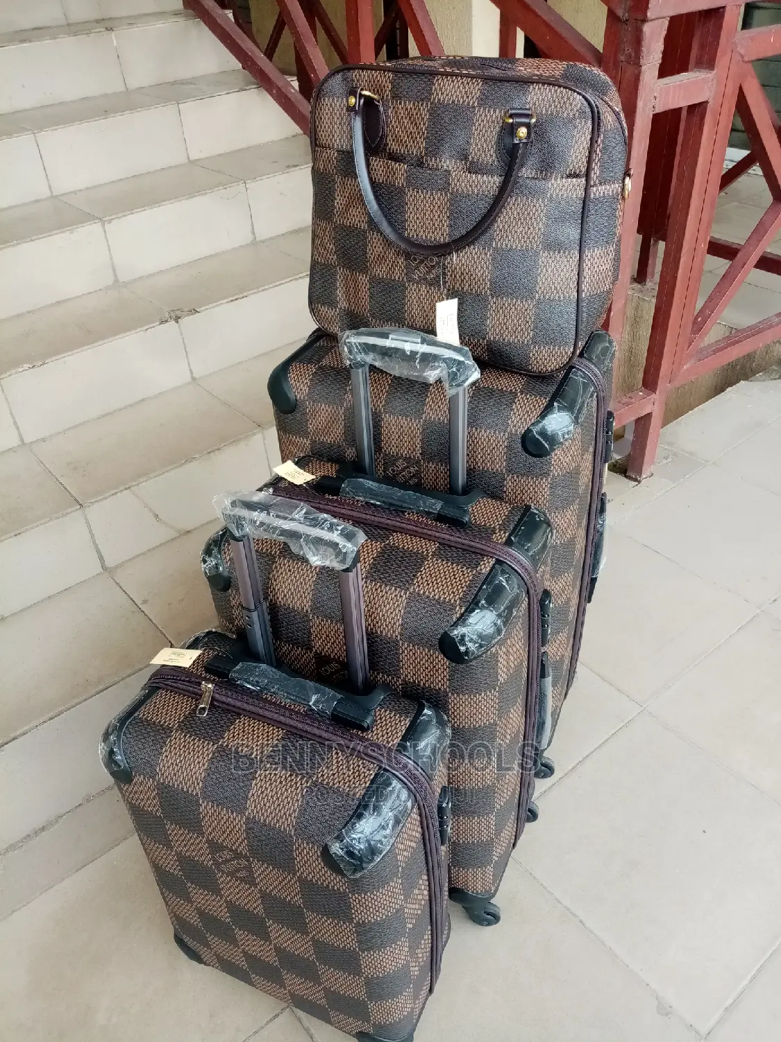 Set of 4 Luis Vuitton Leather Traveling Luggage Boxes