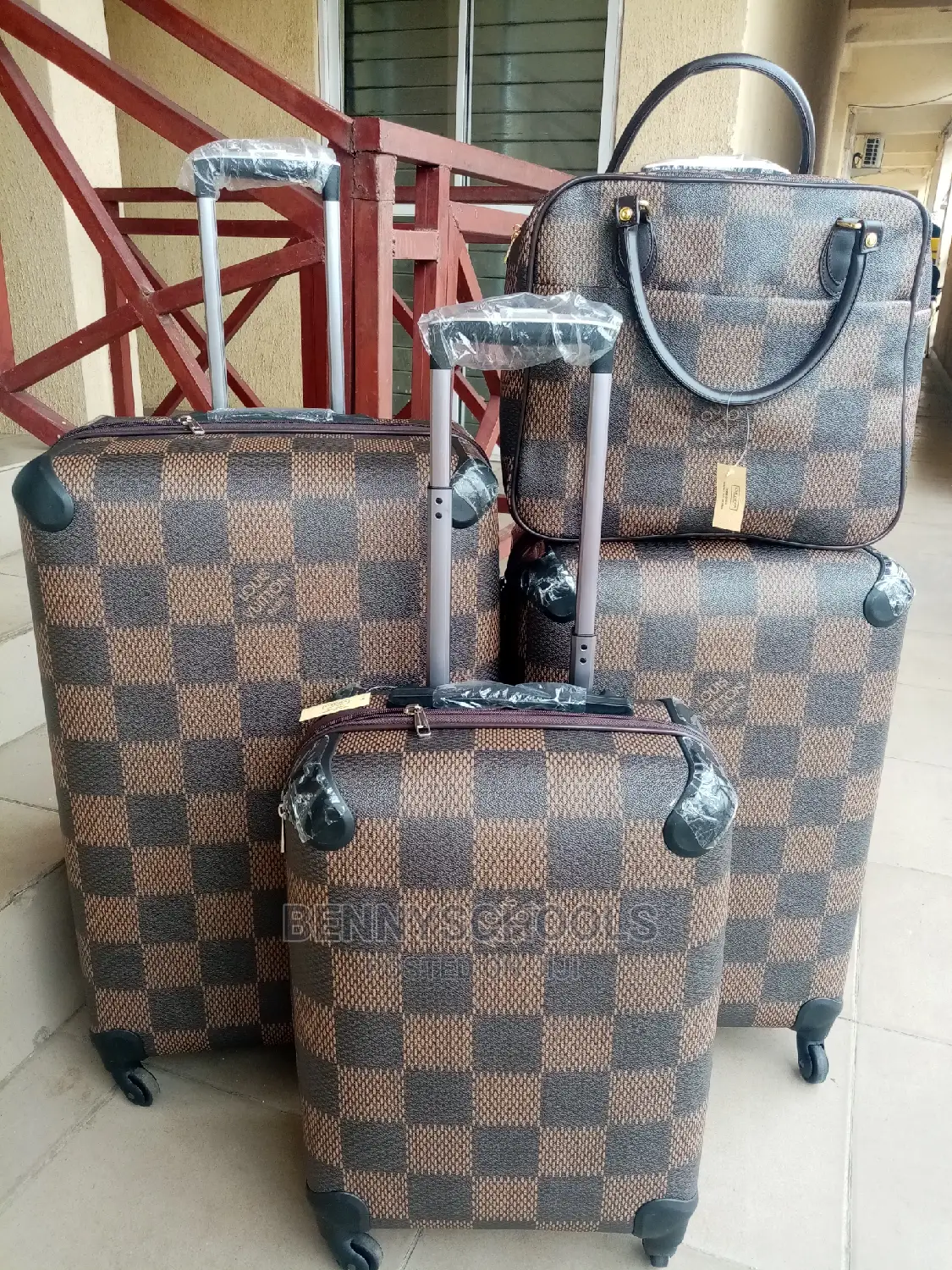 Set of 4 Luis Vuitton Leather Traveling Luggage Boxes