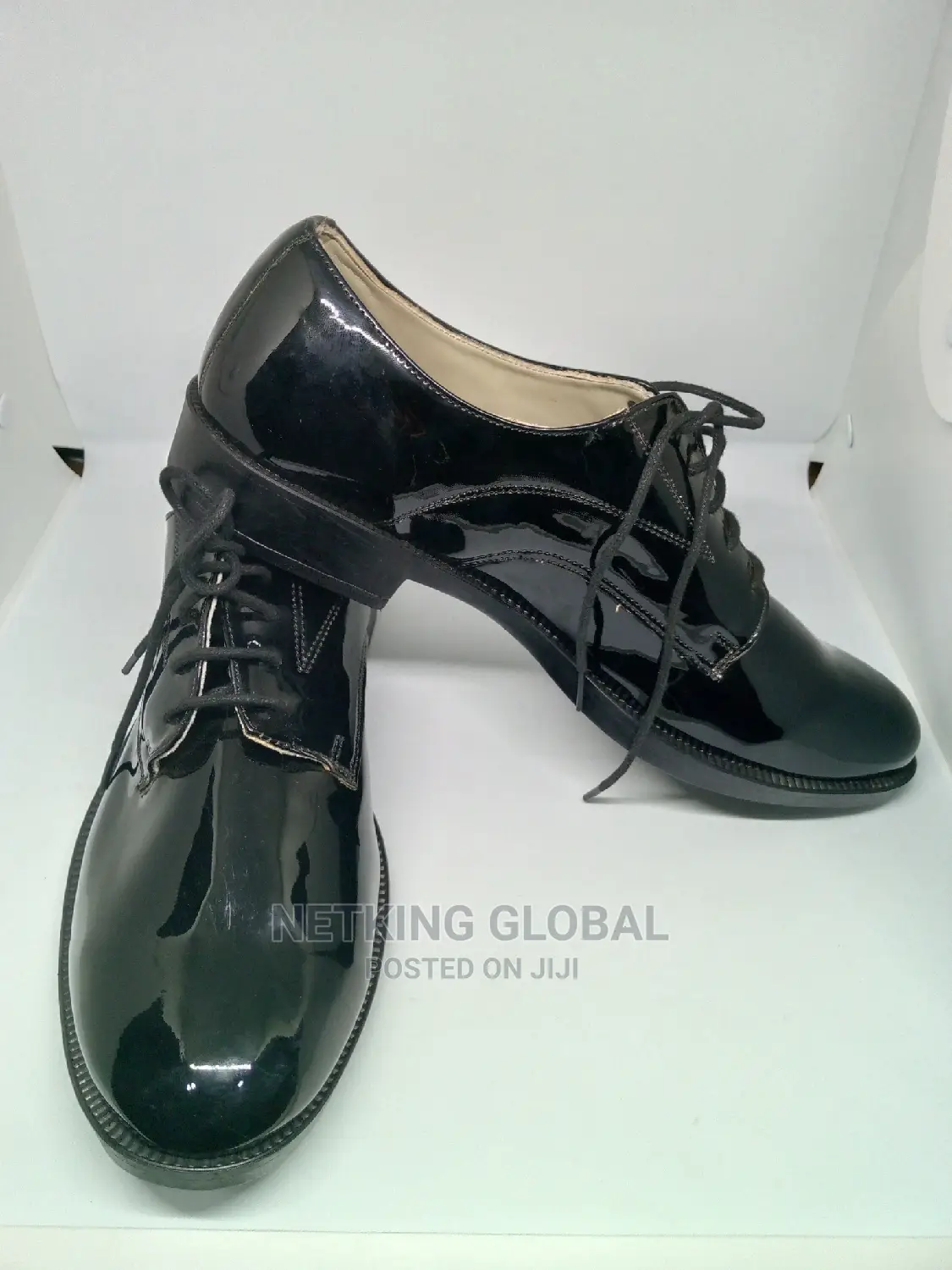 Black Leather Officer Shoes For Police