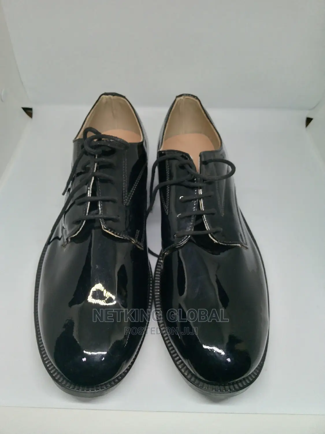 Black Leather Officer Shoes For Police