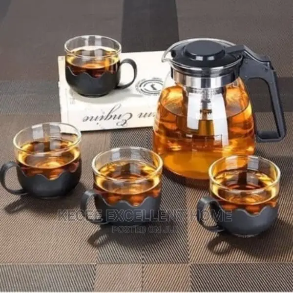 Glass Teapot Set With 4 Tea Cup - 900ml