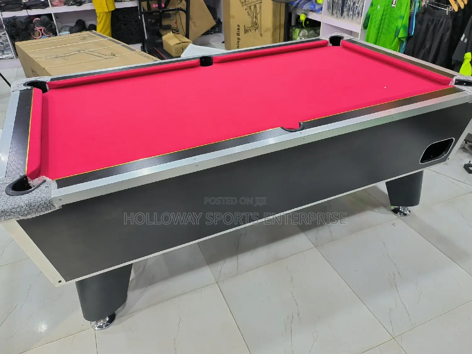 Red Felt Snooker Pool Table Hdf Coin Only