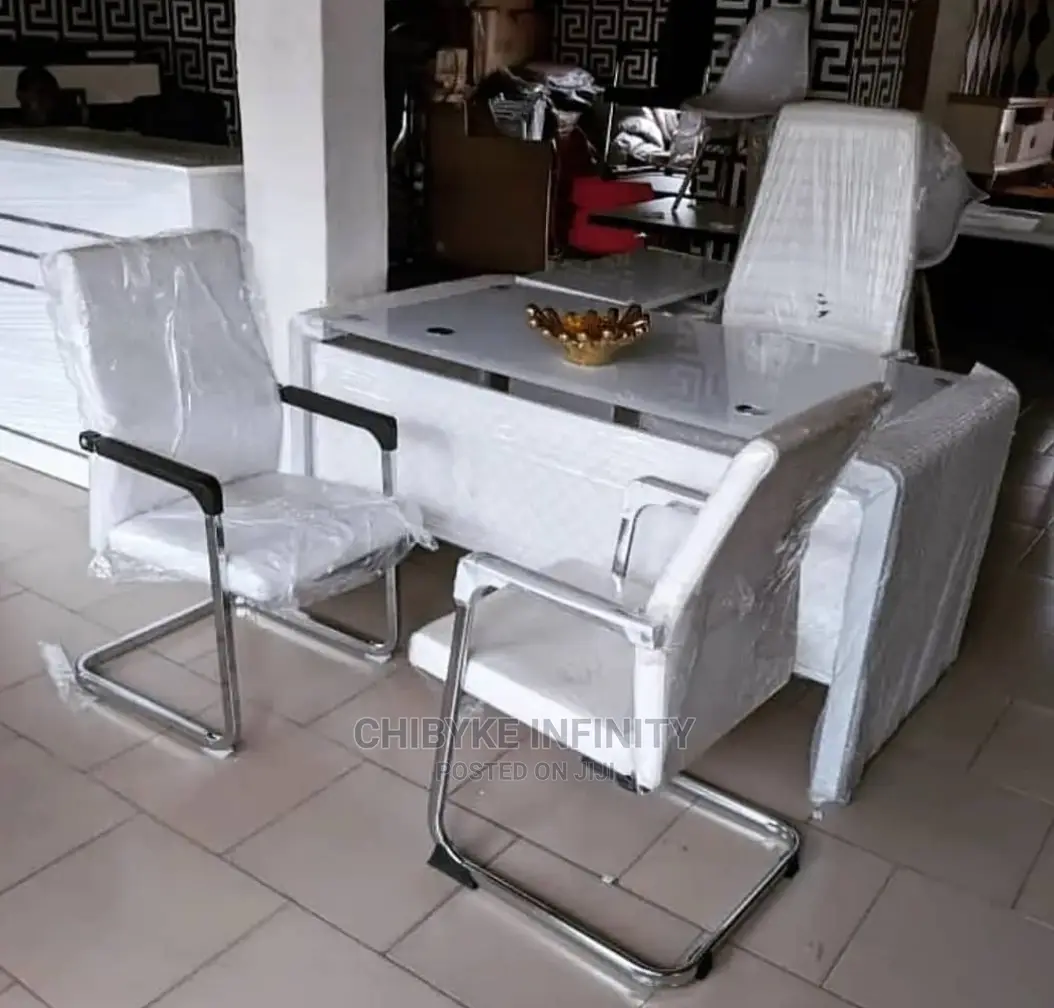 Executive Office Table, Office Chair and 2 Visitors Chairs