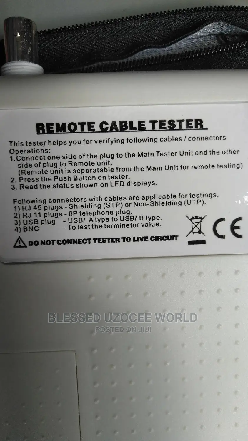 Remote Network Cable Tester for Rj45/Lan, Rj11,Bnc/ Coaxial Cable
