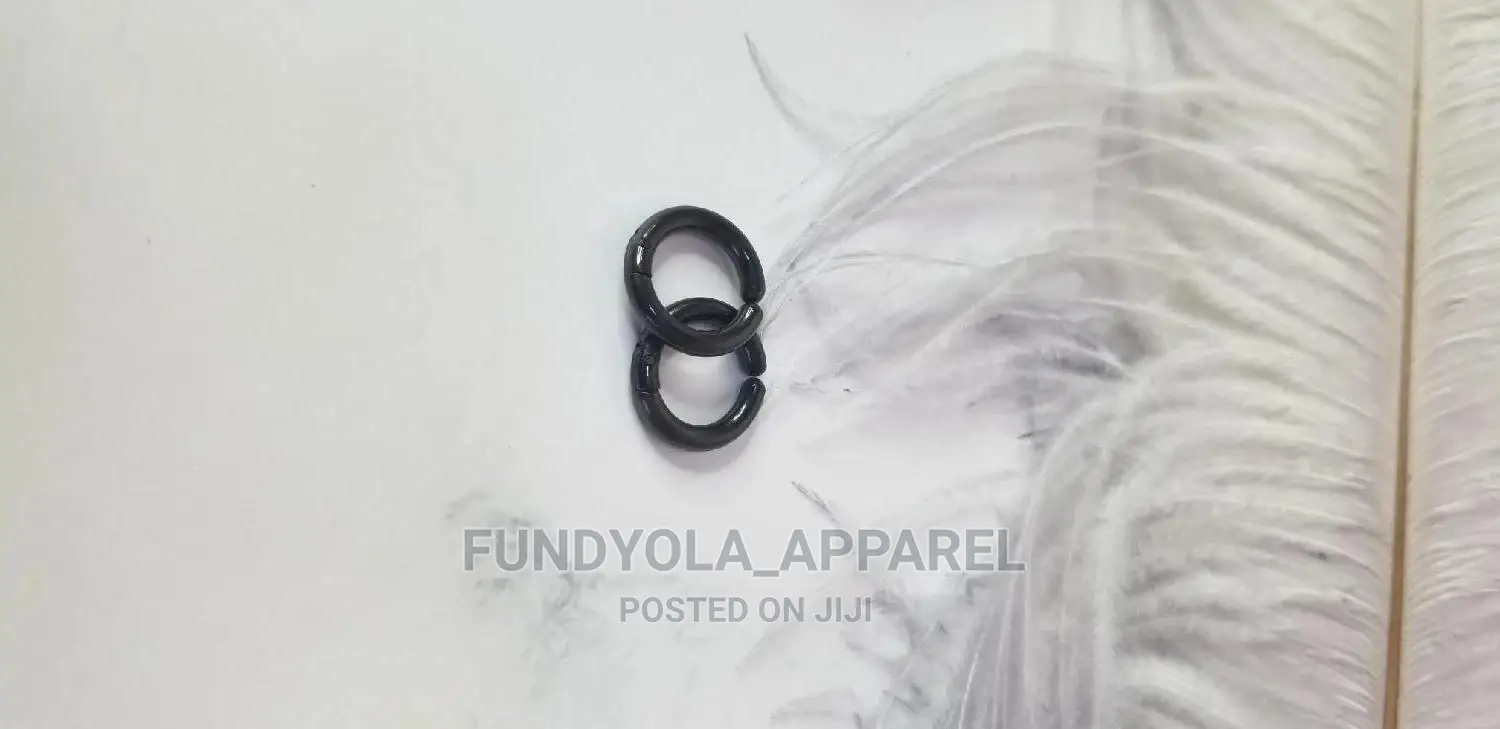Pure Stainless Steel Loop Black Earring