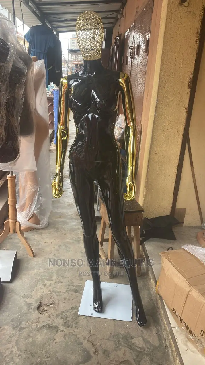 Glossy Black and Gold Chrome Size 8 Female Basket Head Dummy