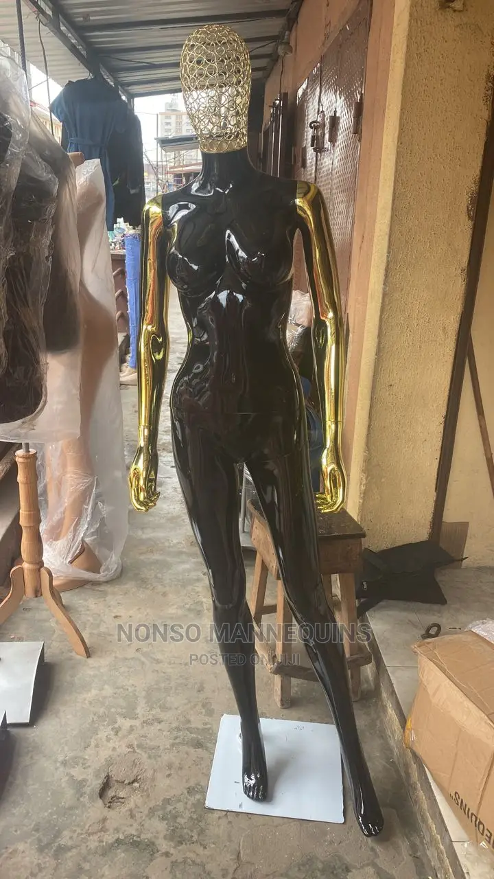 Glossy Black and Gold Chrome Size 8 Female Basket Head Dummy