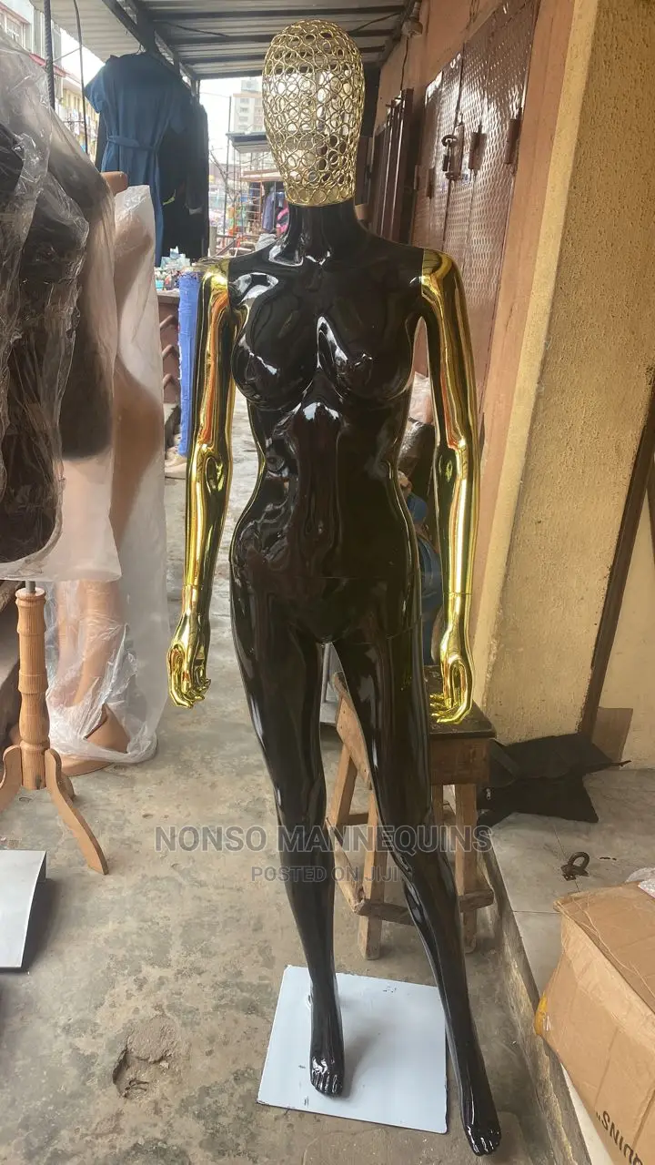 Glossy Black and Gold Chrome Size 8 Female Basket Head Dummy