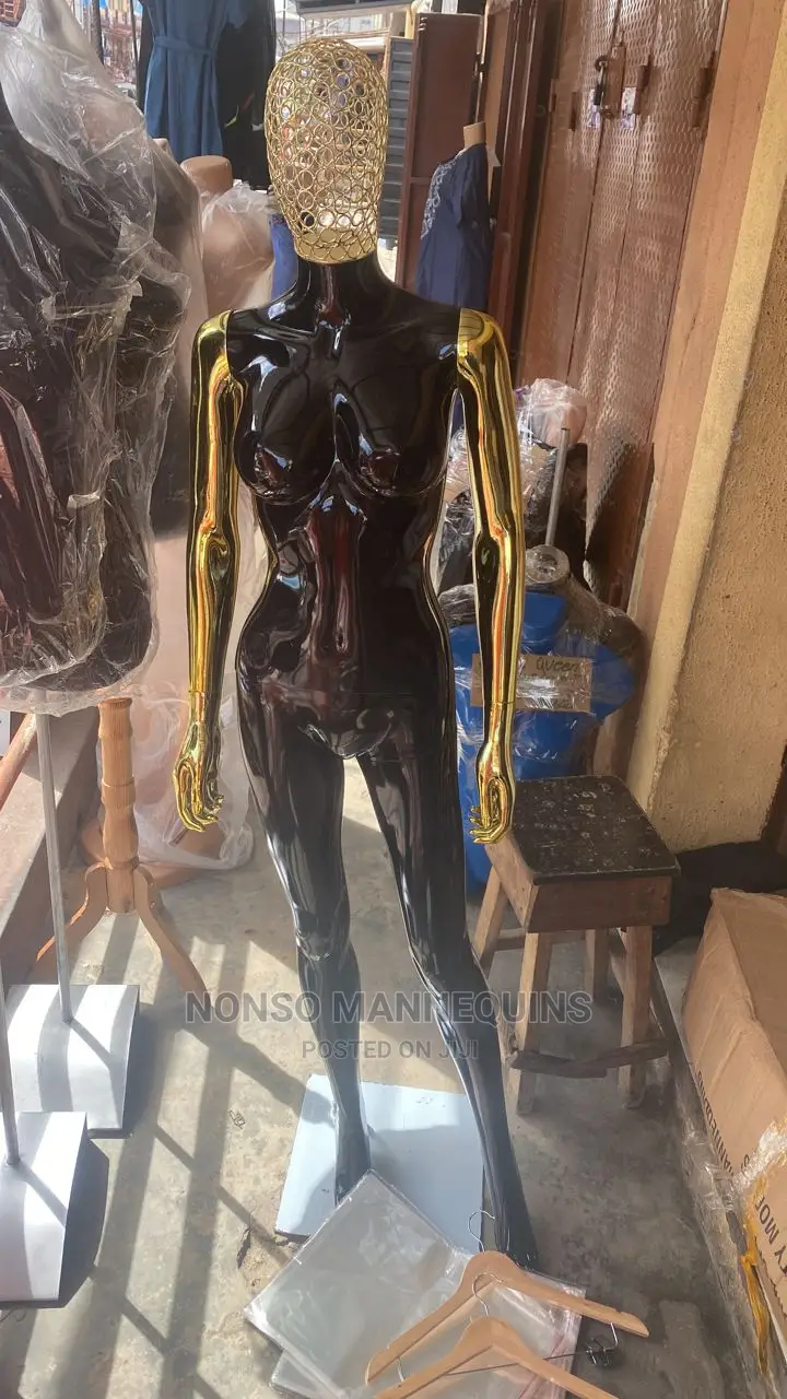 Glossy Black and Gold Chrome Size 8 Female Basket Head Dummy
