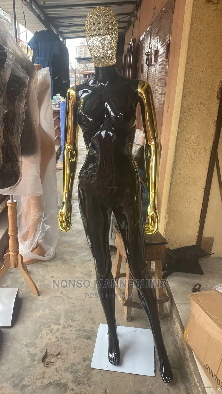 Glossy Black and Gold Chrome Size 8 Female Basket Head Dummy