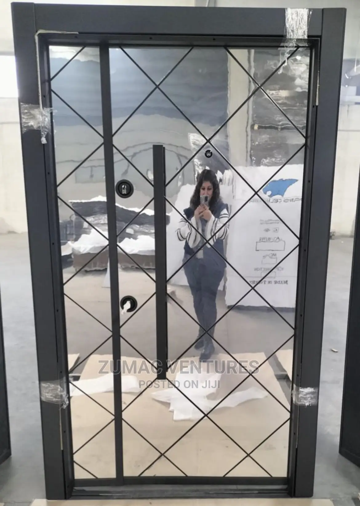 Silver Glass Armoured Door.