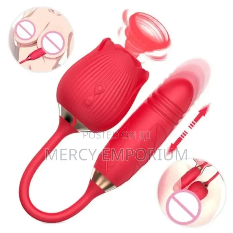Rose Toy Clit Sucker With Thrusting  Vibrator Toys