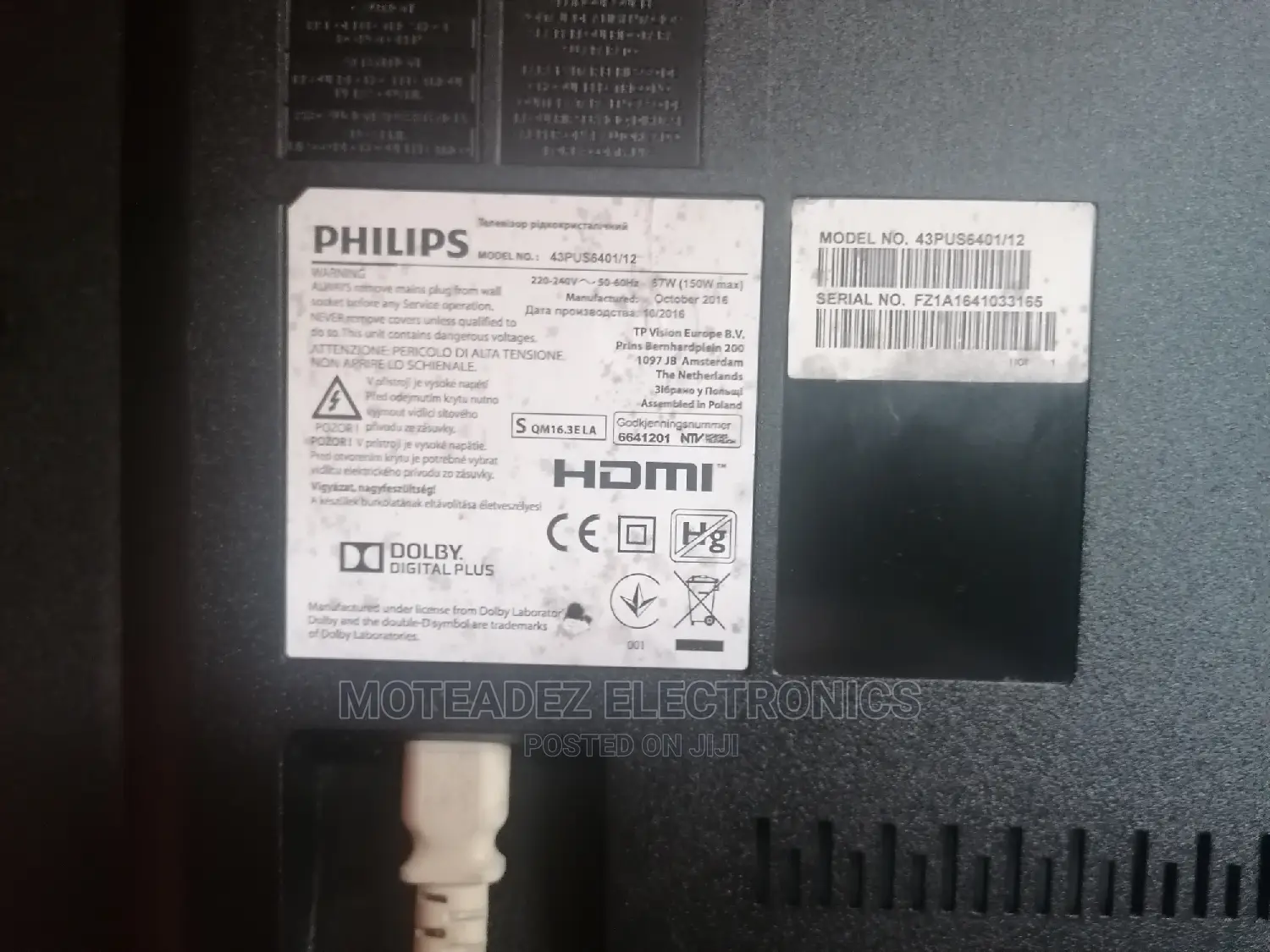 Uk Used Phillips 43" Uhd Android Smart Led Tv With Remote