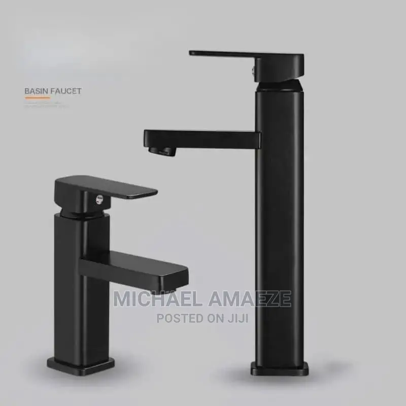 Short and Long Black Wash Hand Basin Mixers Taps