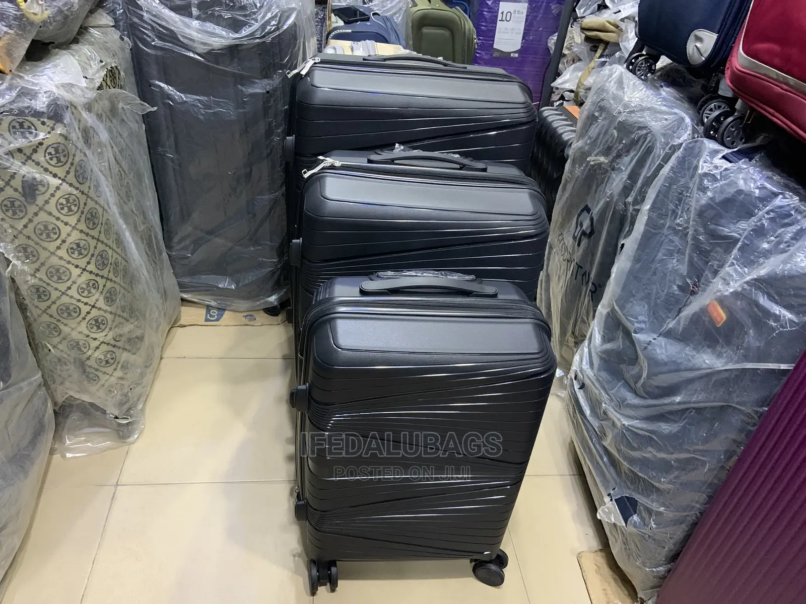 Set of Black Unbreakable Plastic Traveling Luggage
