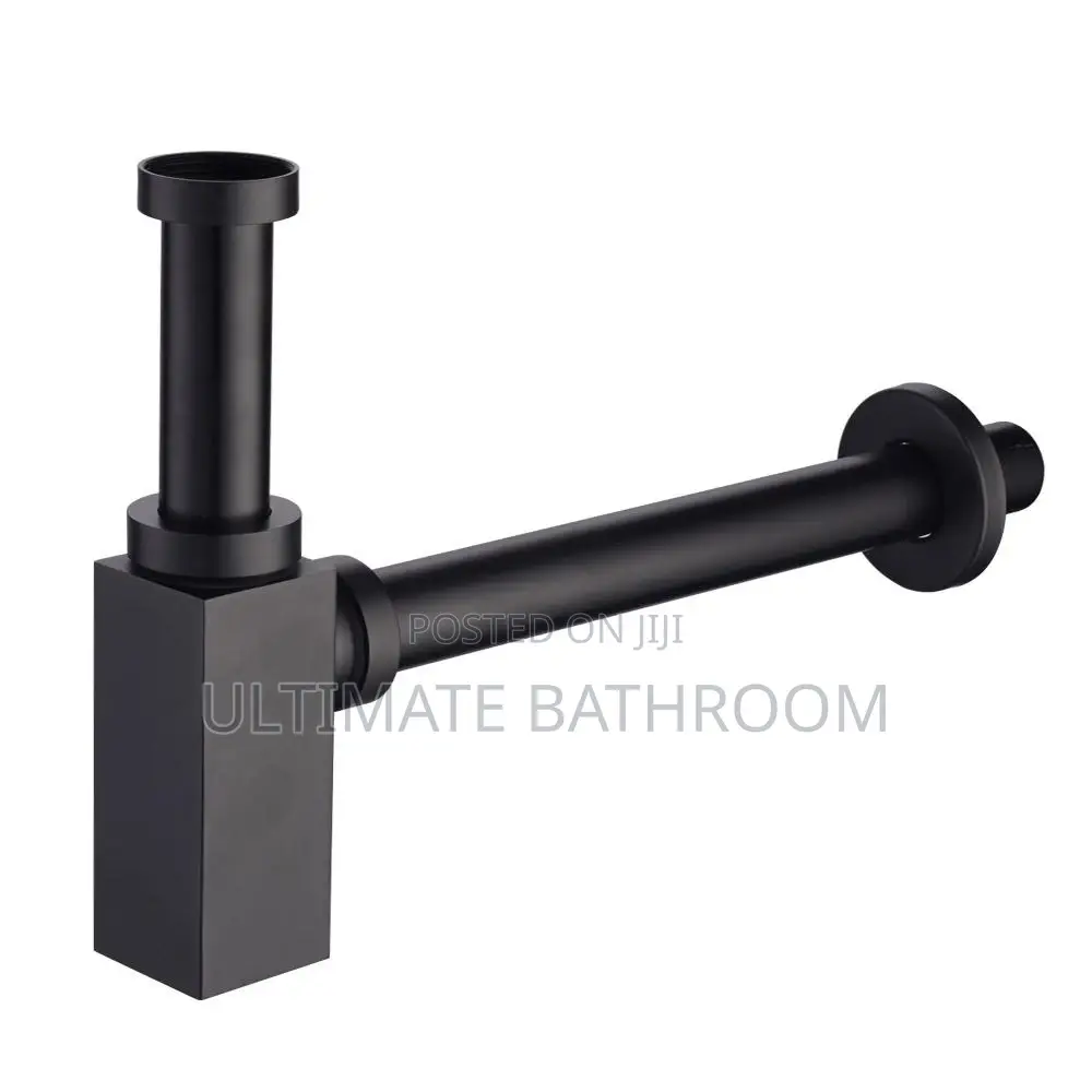Sqaure Shape Black Bottle Trap For Washing Hand Basin