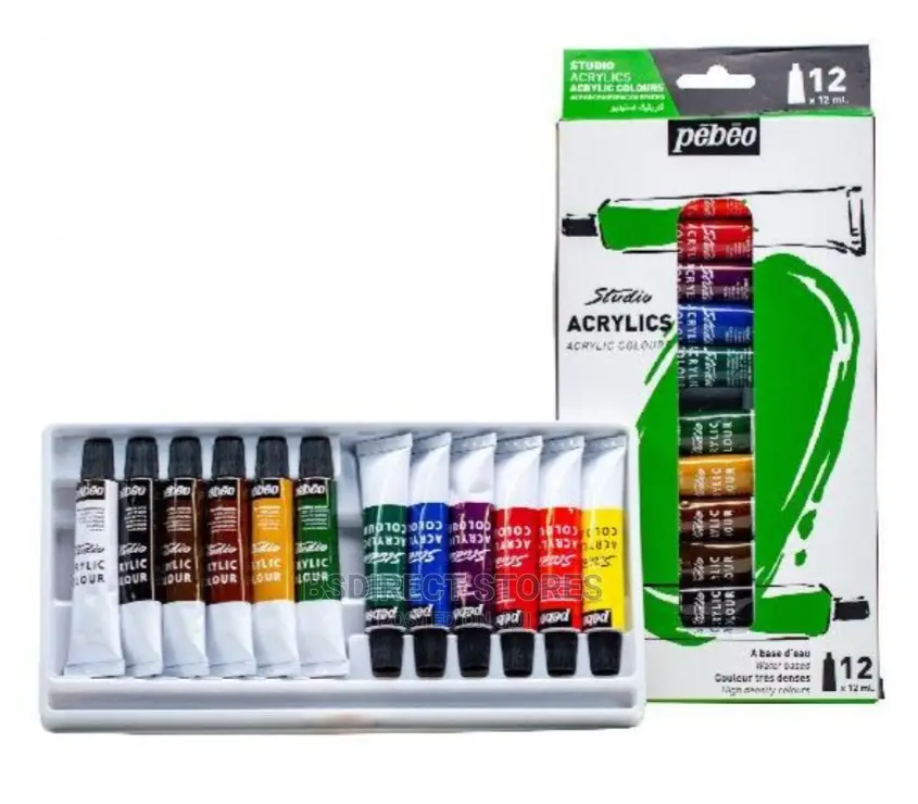 Pebeo Studio Acrylics Professional Paint Colour Set 12x 12ml