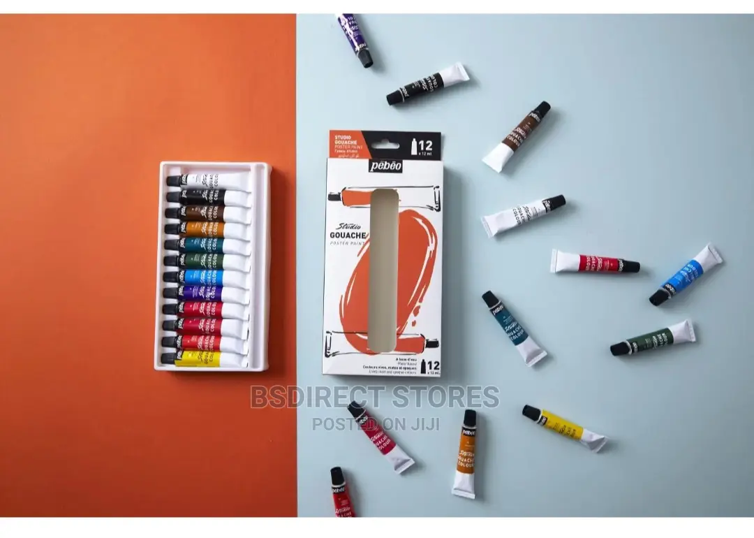 Pebeo Studio Gouache Opaque Watercolour Paint Set 12 X 12ml