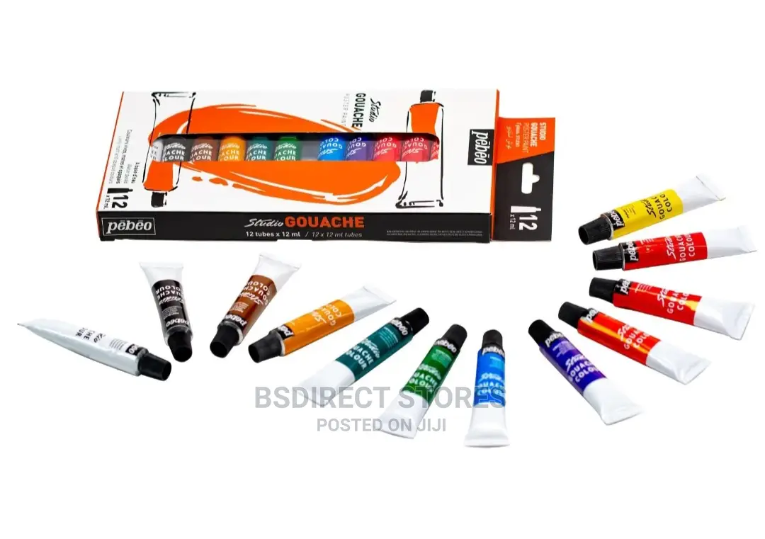 Pebeo Studio Gouache Opaque Watercolour Paint Set 12 X 12ml