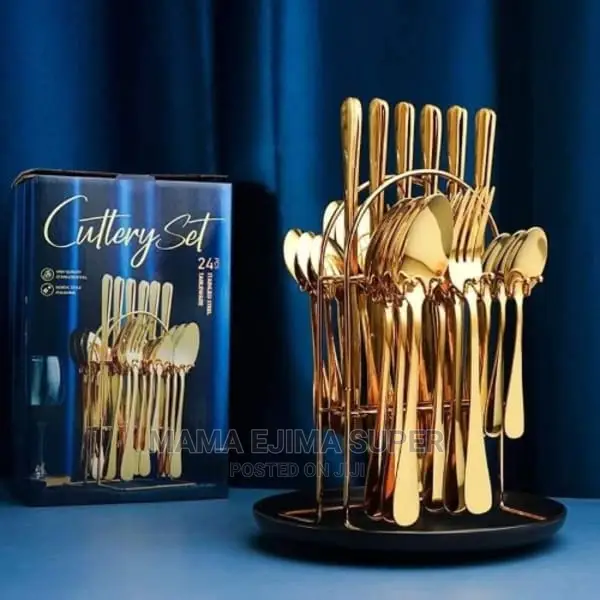 Cutlery Set- Rust Resistant -24pcs - Gold