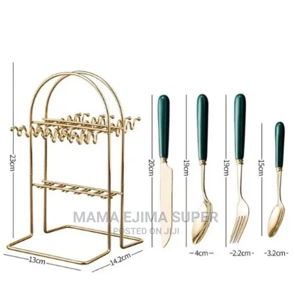 Stainless Steel Cutlery Set With Rack - 25pieces
