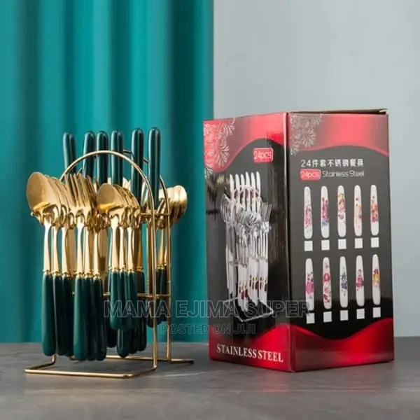 Stainless Steel Cutlery Set With Rack - 25pieces