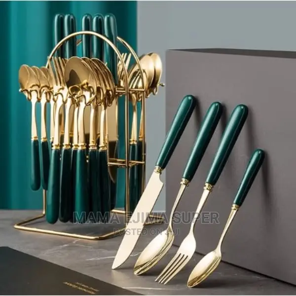 Stainless Steel Cutlery Set With Rack - 25pieces