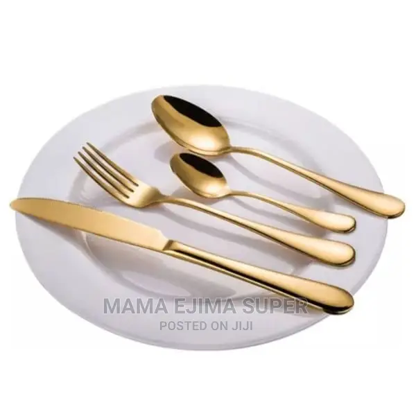 Wooden Box Gold Cutlery - Set of 24