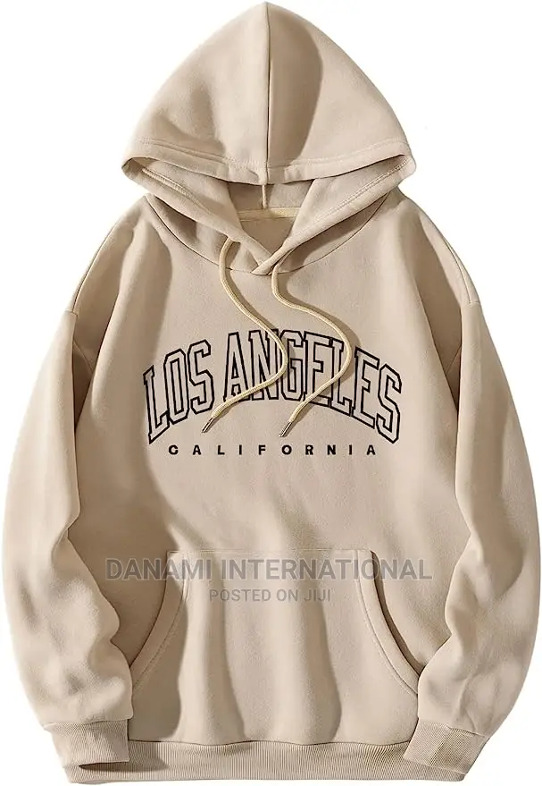 Classic Hoodie in Nude Colour With Los Angeles Letter