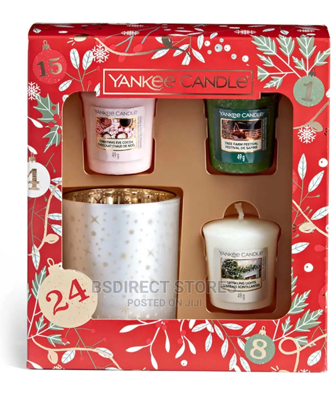 YANKEE CANDLE 3 Votive Scented Candles 1 Holder Gift Set