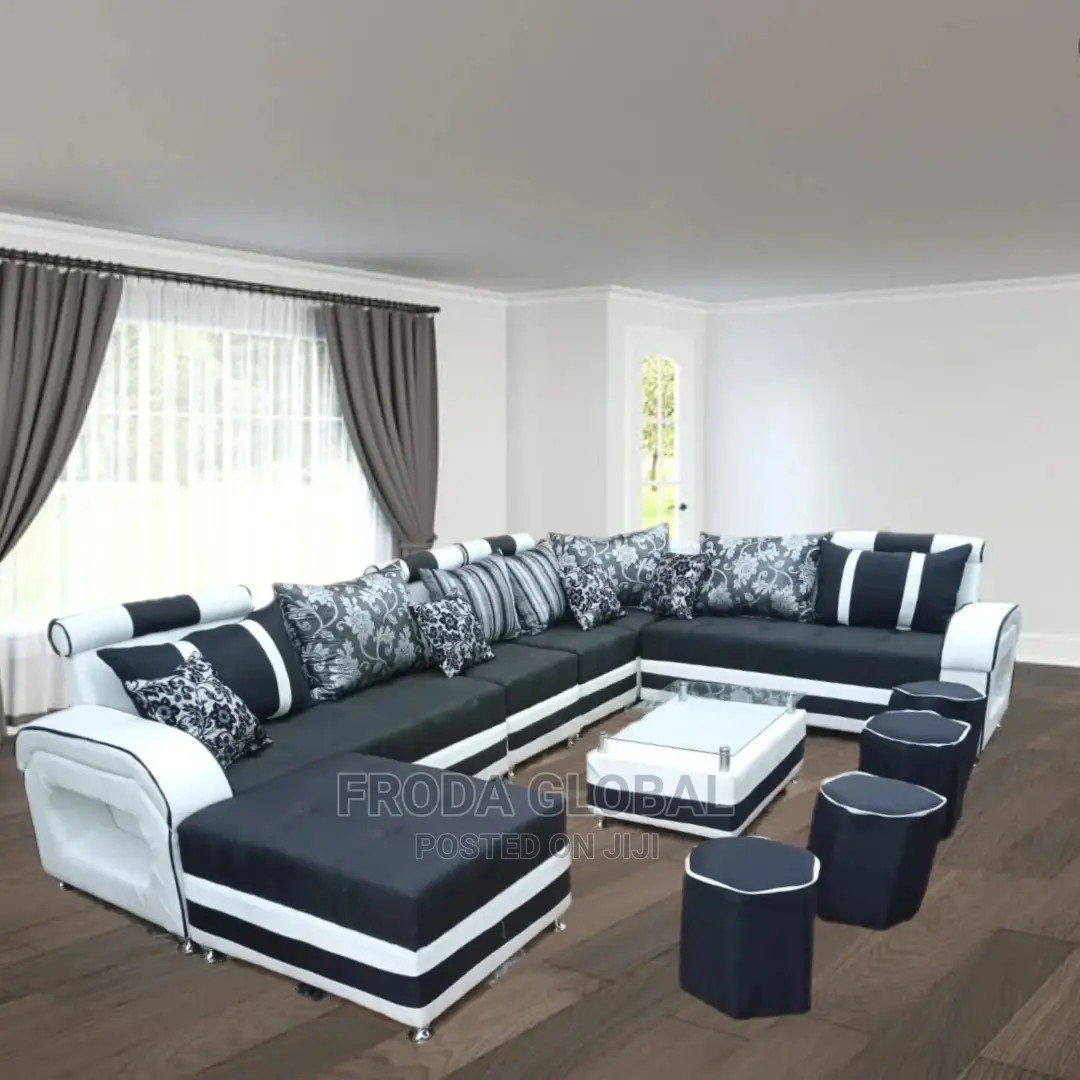 U-Shaped Sofa Chairs With Table and Side Stools. Lij08