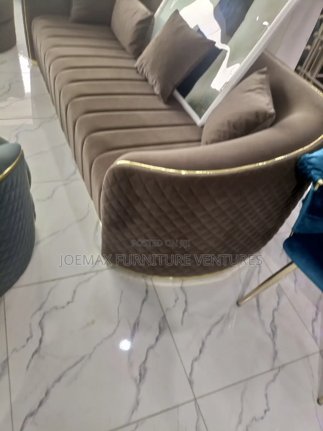 Modern 8 Seater Living Room Living Fabric Made Royal Sofa Chair. 