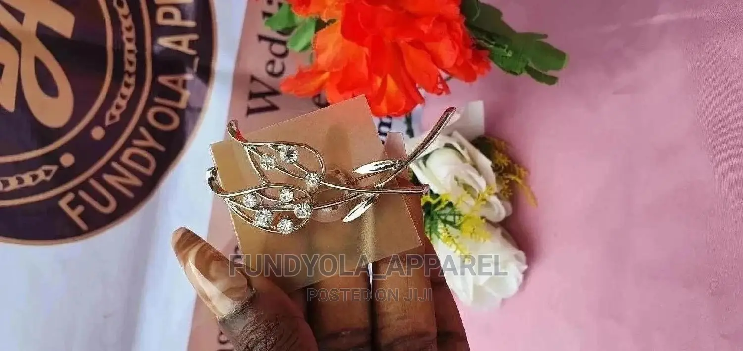 Sliver Unisex Leaf Stoned Brooch
