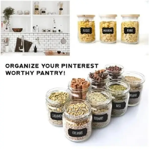 300pcs Black Waterproof Labels For Jar, Bottle And Box