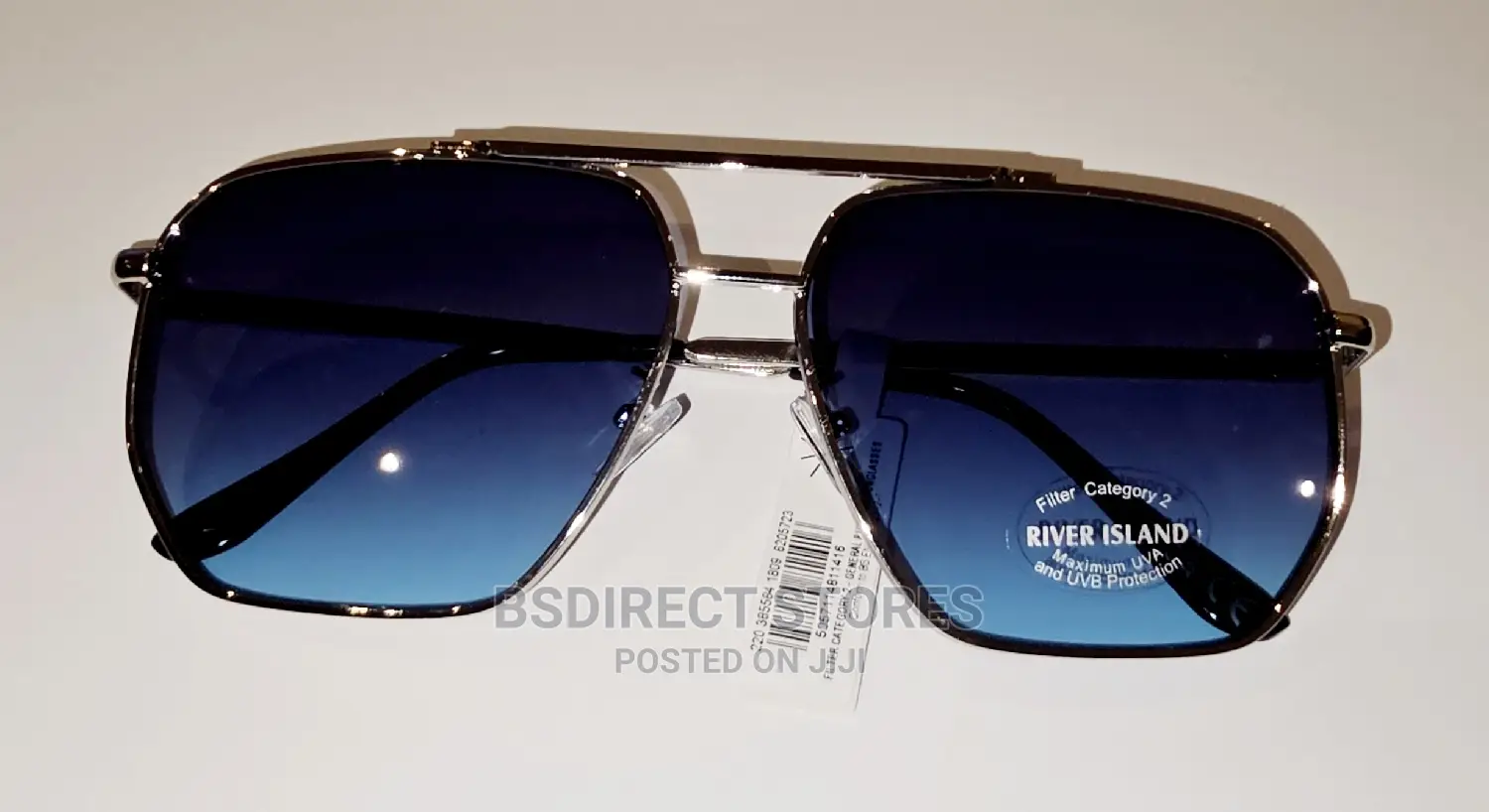 River Island Silver Colour Aviator Blue Men's Sunglasses