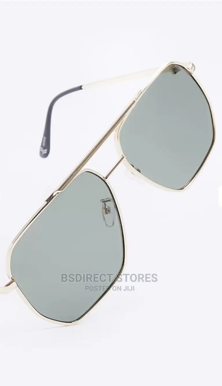 River Island Men's Gold Colour Aviator Sunglasses
