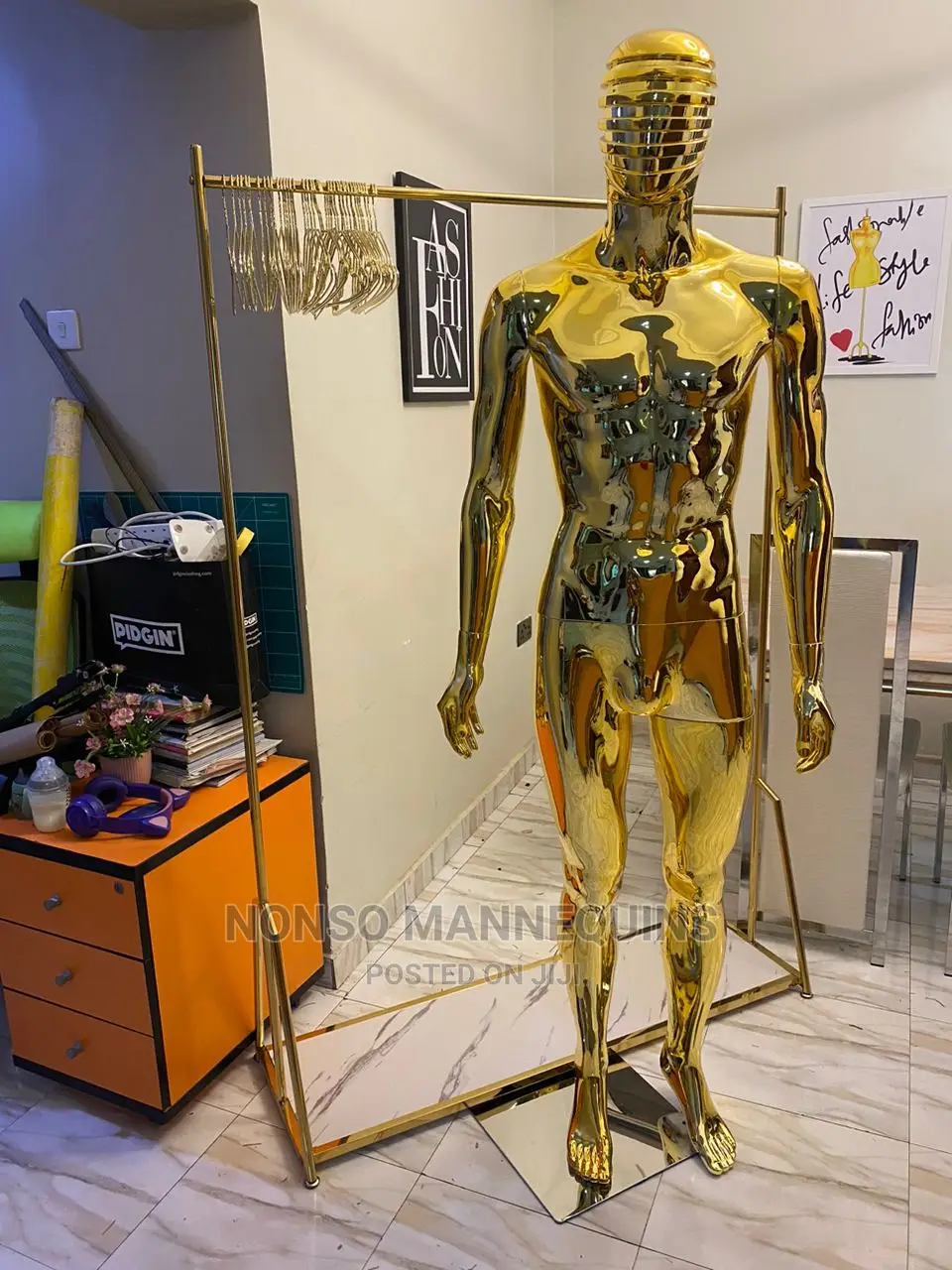 Spider Face Male Gold Chrome Full Body Mannequin