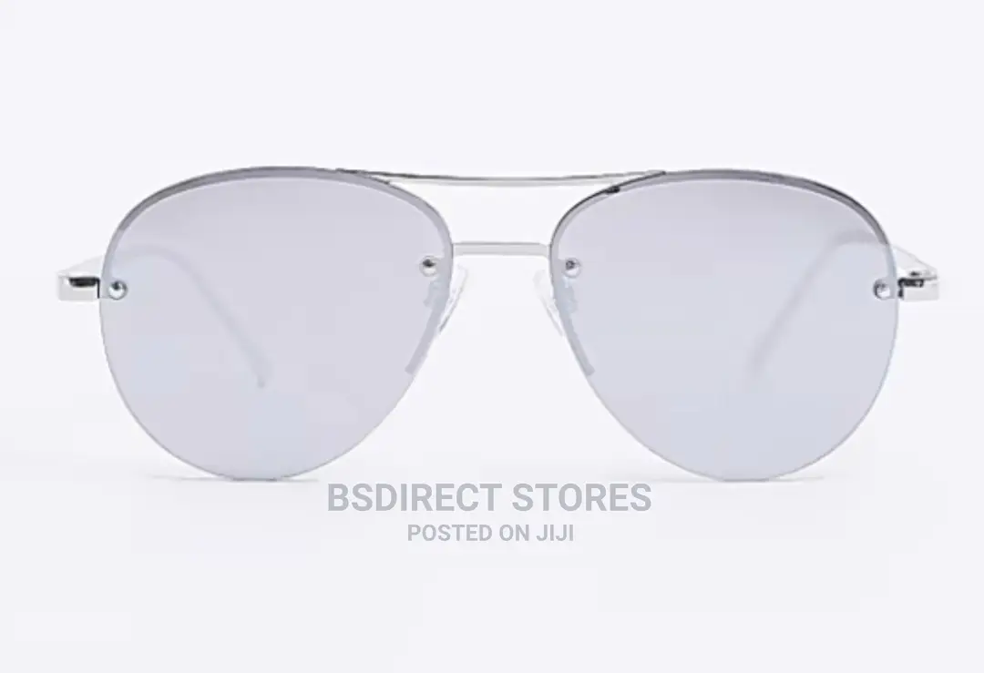 River Island Men's Silver Aviator Tinted Lenses Sunglasses