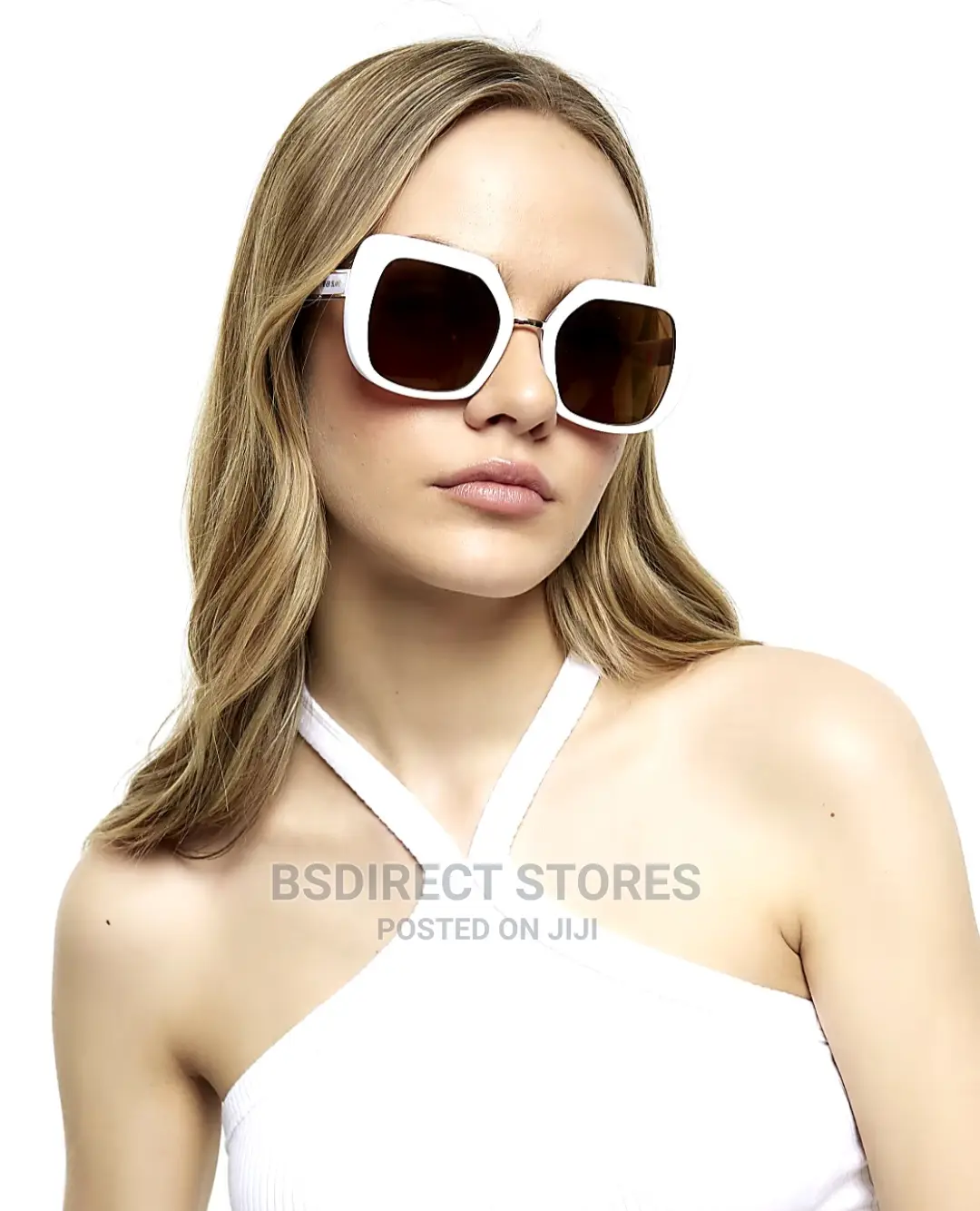 River Island Women's White Oversized Tinted Sunglasses