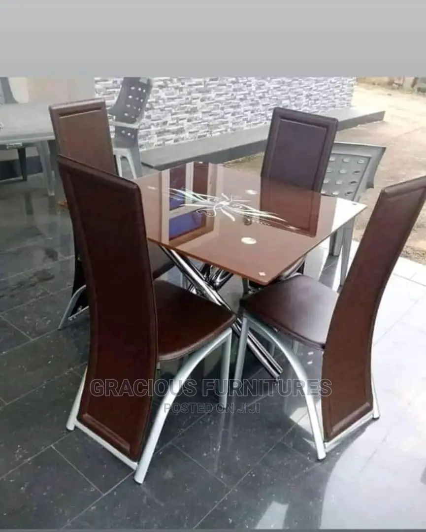 Dining Table With Unique 4 Leather Chair