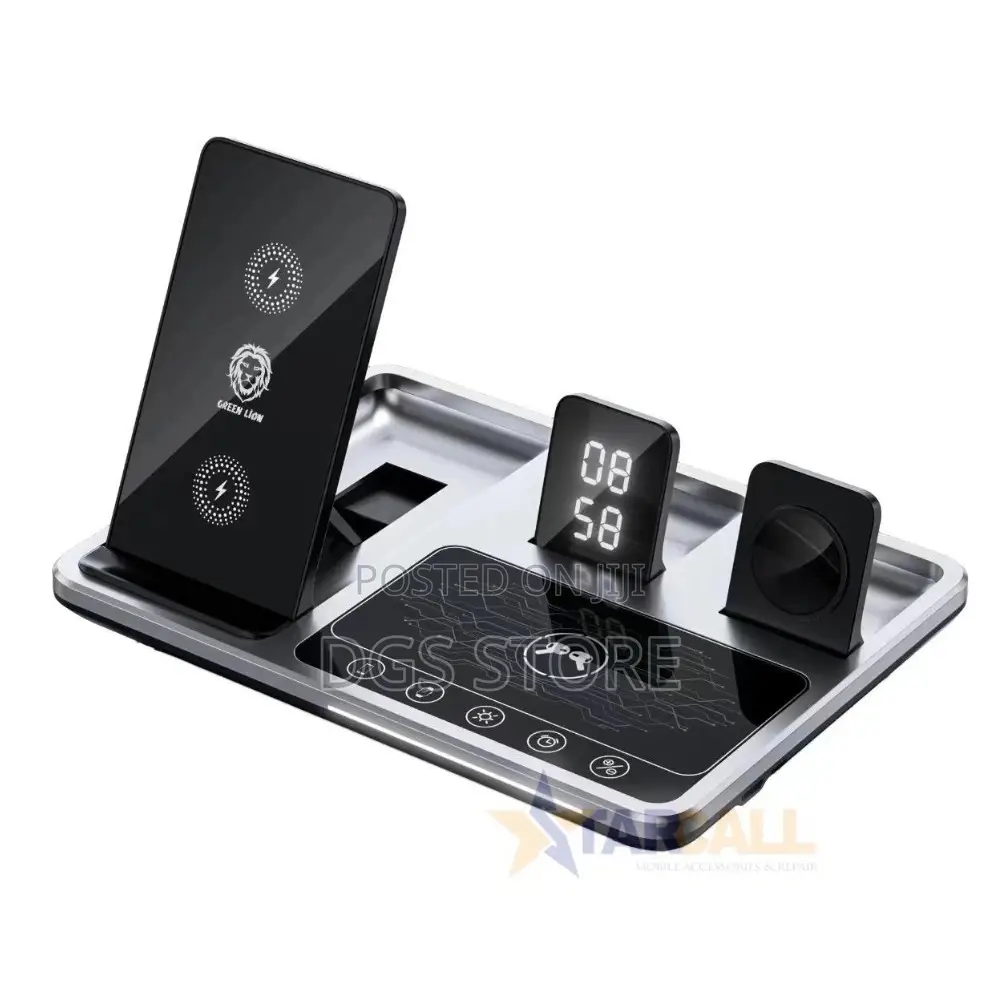 Green Lion 4in1 Wireless Charging Station 15w With Clock