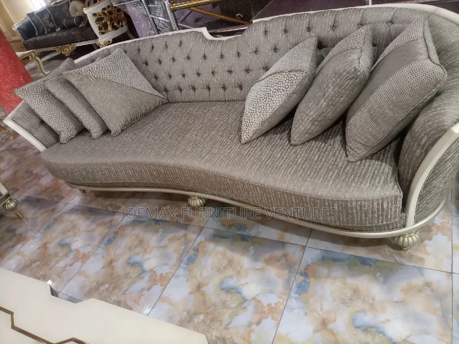 Modern 8 Seater Living Room Living Fabric Made Royal Sofa Chair.