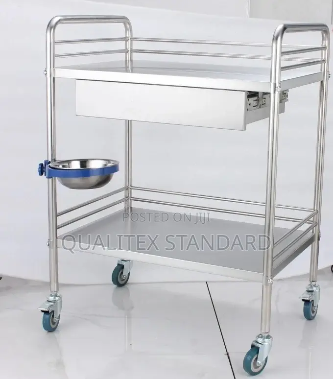 Instrument Trolley With Two Step, Bowl And Drawer