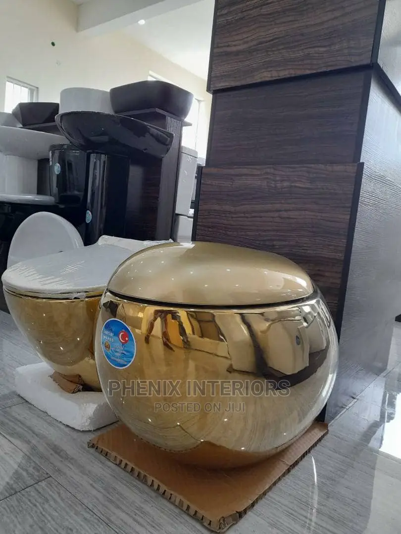 Egg Shaped Gold Wall Hung Concealed Water Closet