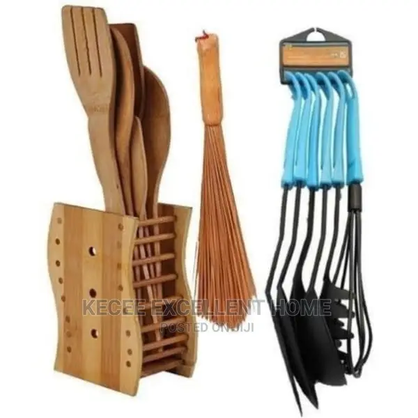 Kitchen Bundles - Wooden Spoon, Nonstick Ewedu Broom Set